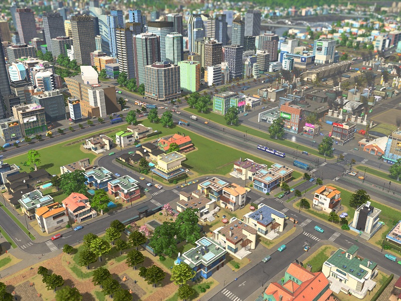 Devoid of any meaningful social or economic dynamic, the cities in Cities: Skylines feel about as “real” as the game’s brightly colored, gaudy, plastic-like buildings and vehicles.
