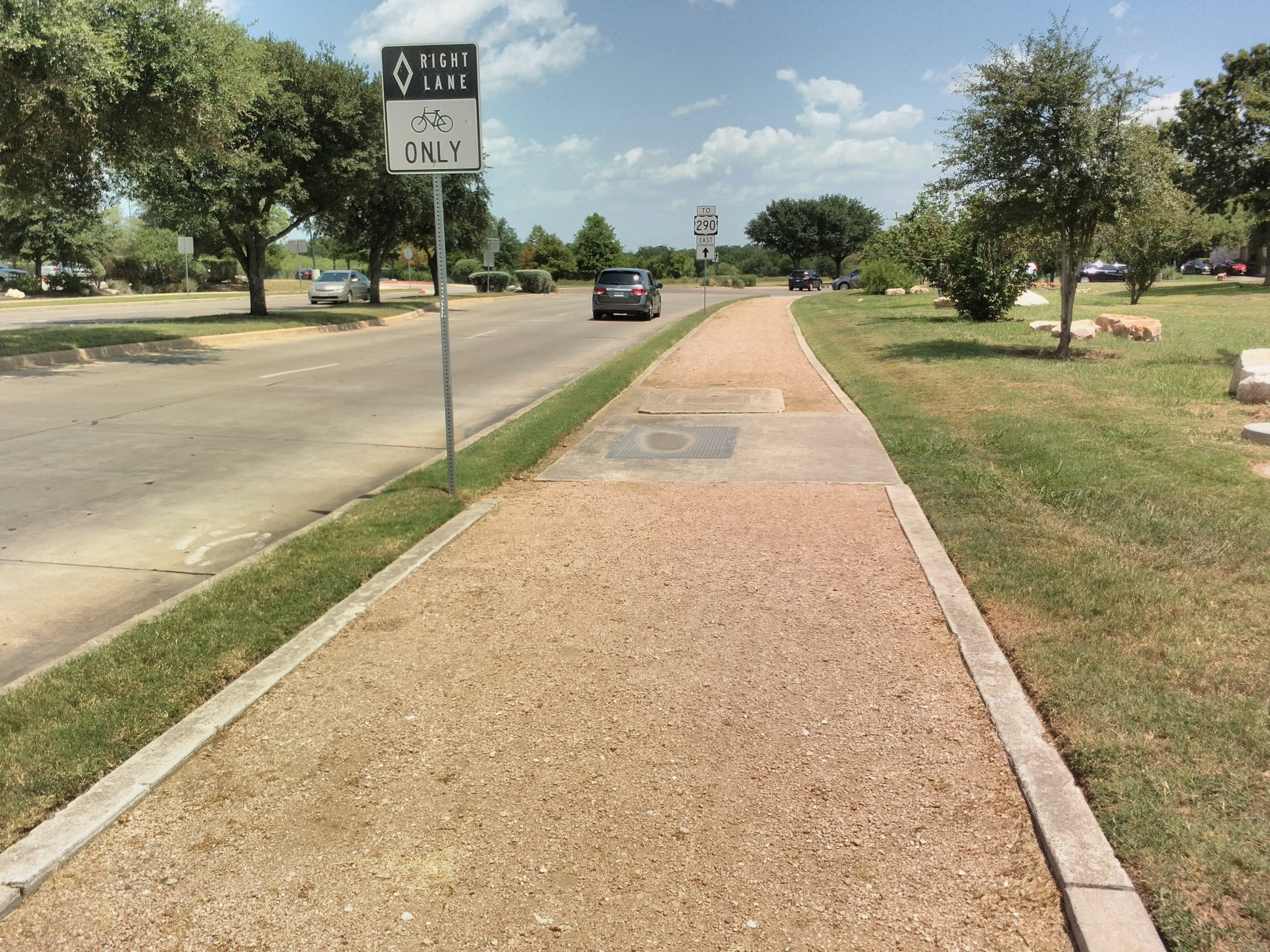 Bonus: dirt sidewalk in Sunset Valley. Presumably, they can’t afford concrete. That’s ok, Austin can’t either.