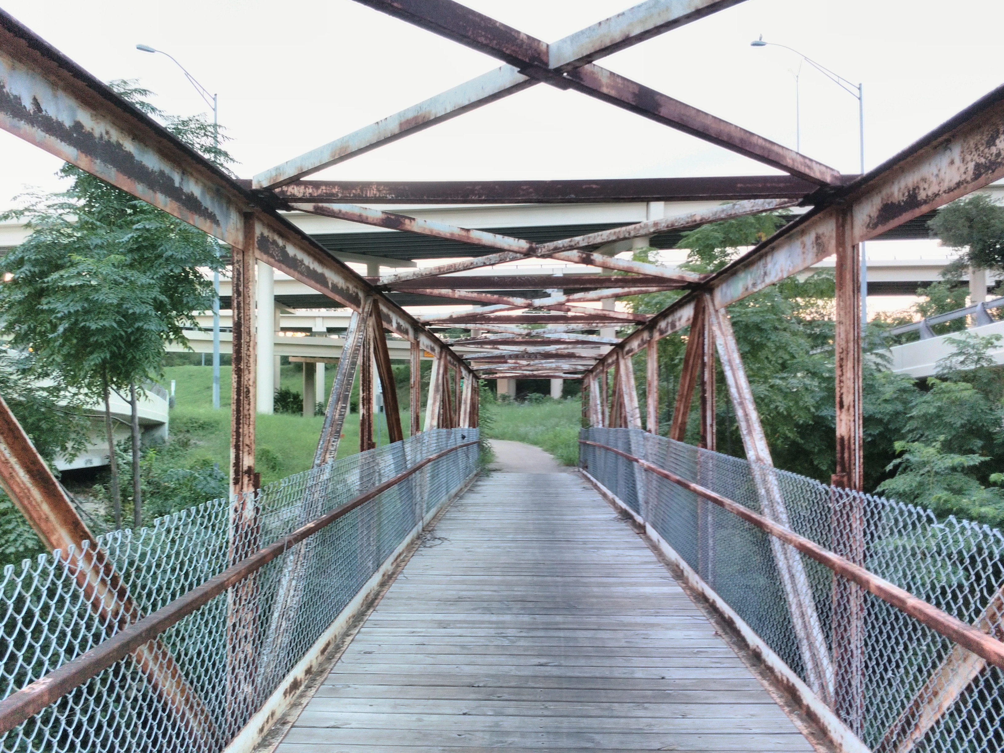 Rusting bridge on Shoal Creek Trail.